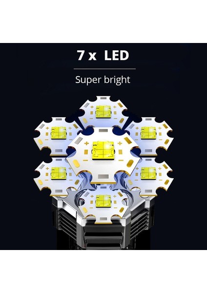 Cob 7 LED El Feneri Güçlü USB Şarj Edilebilir Torch El Taşınabilir Açık Hava Lambası El Feneri Hafif Abs Malzeme (Yurt Dışından)