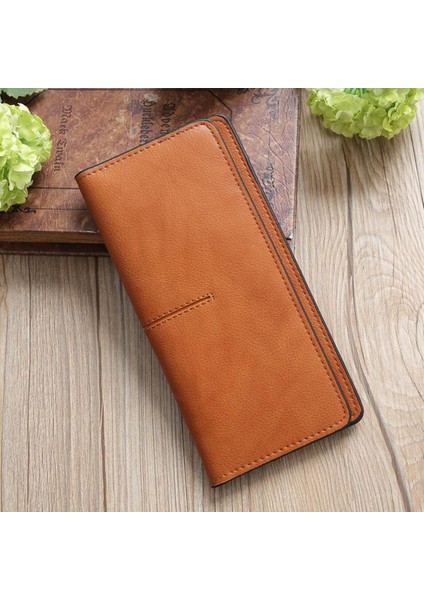 Basit Kadın Uzun Çanta Pu Deri Kart Sahibinin Iki Kat Debriyaj Para Çantası Bayan Kız Rahat Cüzdan (Yurt Dışından)