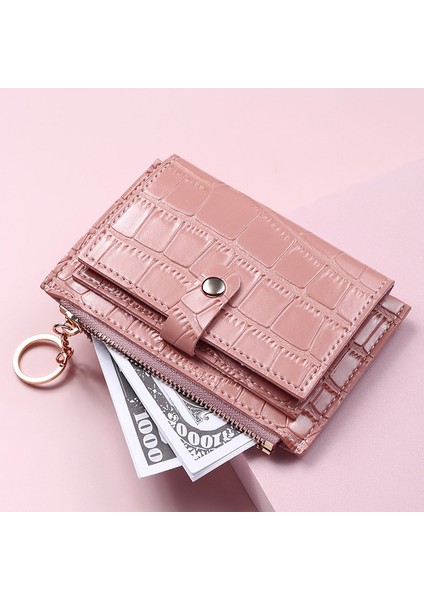 Yeni Küçük Cüzdan Taş Desen Kart Sahipleri Kadın Moda Pu Deri Tasarımcısı Fermuar Ultra Ince Öğrenci Kadın Mini Bozuk Para Cüzdanı (Yurt Dışından) modelleri