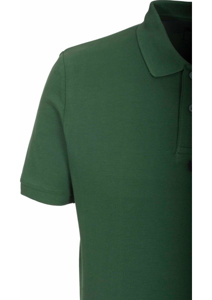 Erkek Polo Yaka Tişört Koyu Yeşil Pamuk Slim Fit Ribanalı Kol Nakışlı T-Shirt Ncs Jeans 1169 indirimleri
