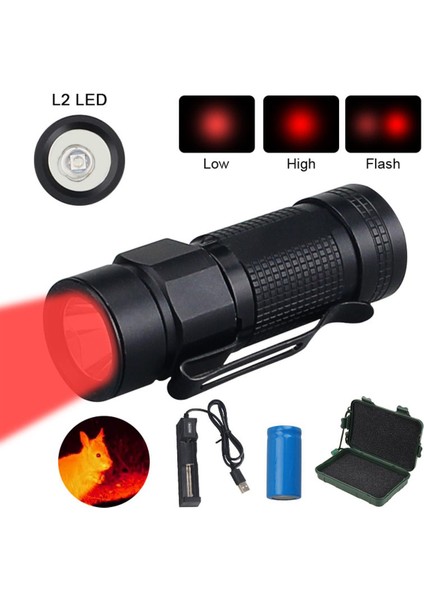 Mini LED El Feneri/uv Işıklı Fener Açık Taşınabilir Yürüyüş Minik 3 Modu Torch Su Geçirmez Lamba + 16340 + USB Şarj Cihazı + Koruma Kutusu (Yurt Dışından)