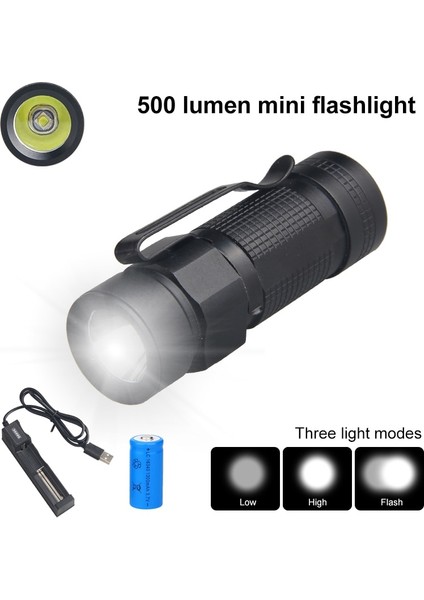 Mini LED El Feneri/uv Işıklı Fener Açık Taşınabilir Yürüyüş Minik 3 Modu Torch Su Geçirmez Lamba + 16340 + USB Şarj Cihazı + Koruma Kutusu (Yurt Dışından) fiyatları