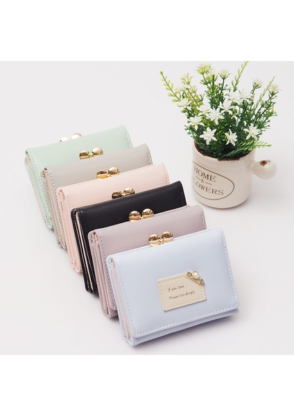 2021 Yeni Moda Kadın Cüzdan Kadın Kısa Tasarım Moda Üç Katlı Çanta Basit Sevimli Öğrenci Debriyaj Kart Tutucu Bozuk Para Cüzdanı (Yurt Dışından) fırsatları