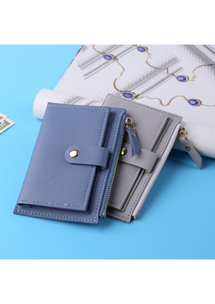 Kadın Moda Düz Renk Kredi Kartı Kımlık Kartı Çok Yuvalı Kart Tutucu Bayanlar Rahat Pu Deri Mini Bozuk Para Cüzdanı Cüzdan Kılıf Cep (Yurt Dışından)