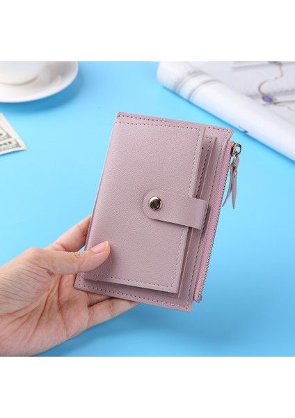Kadın Moda Düz Renk Kredi Kartı Kımlık Kartı Çok Yuvalı Kart Tutucu Bayanlar Rahat Pu Deri Mini Bozuk Para Cüzdanı Cüzdan Kılıf Cep (Yurt Dışından)
