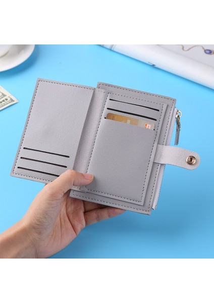 Kadın Moda Düz Renk Kredi Kartı Kımlık Kartı Çok Yuvalı Kart Tutucu Bayanlar Rahat Pu Deri Mini Bozuk Para Cüzdanı Cüzdan Kılıf Cep (Yurt Dışından)