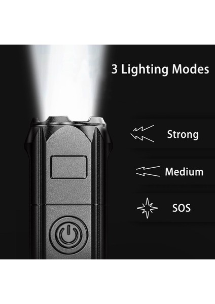 Vimite Taşınabilir LED El Feneri Açık Su Geçirmez USB Şarj Edilebilir Flaş Işığı Teleskopik Zoom Ev Acil Durum Lambası (Yurt Dışından) indirimleri