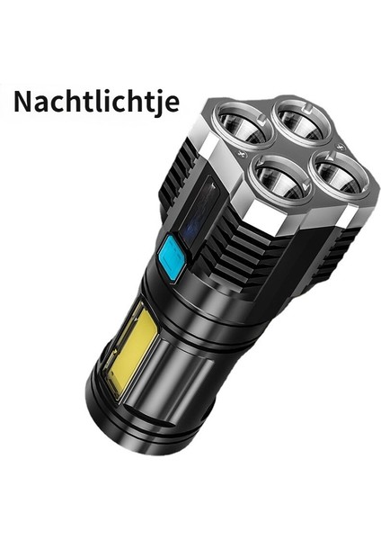 Dört Çekirdekli Parlak LED El Feneri Güçlü Işık Şarj Edilebilir Süper Parlak Küçük Özel Kuvvetler Dış Mekan Çok Fonksiyonlu Spot Işığı (Yurt Dışından) fiyatları