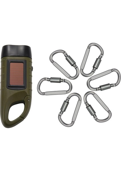 Fasdaga Mini Acil El Krank Dinamo Güneş Feneri 6 Adet Alüminyum Alaşımlı D-Ring Kilitleme Karabina (Yurt Dışından)