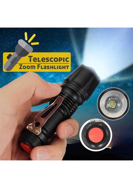 30000LM T6 LED Şarj Edilebilir El Feneri Yakınlaştırma Ayarlanabilir Torch Lambası 3 Mod (Yurt Dışından)