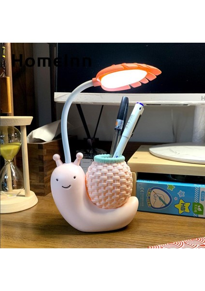 Homeınn LED Okuma Işığı Yüksek Parlaklık 2'si 1 Arada Karikatür Salyangoz LED Masa Lambası Kalem Tutucu ile (Yurt Dışından)