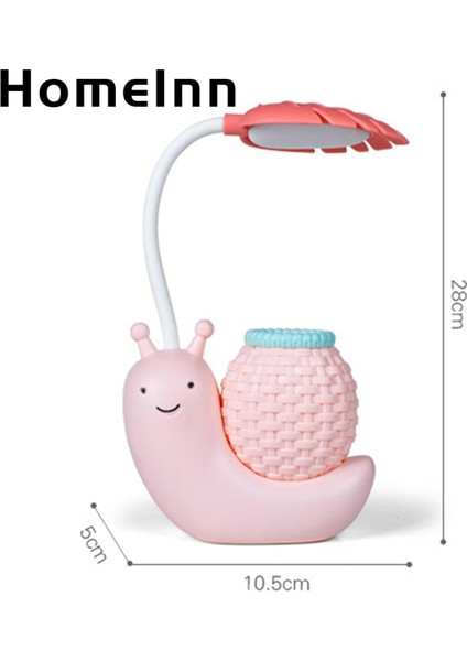 Homeınn LED Okuma Işığı Yüksek Parlaklık 2'si 1 Arada Karikatür Salyangoz LED Masa Lambası Kalem Tutucu ile (Yurt Dışından)