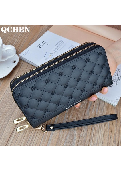 Kadın Cüzdan Uzun Taç Çift Fermuarlı Nakış Ipliği Bayan El Cüzdanı Çoklu Kart Moda Vahşi Cep Telefonu Çantası Cüzdanlar 785 (Yurt Dışından)