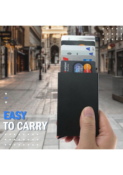 Slanke Rfid Akıllı Cüzdan Kart Sahibinin Metal Ince Ince Erkek Kadın Cüzdan Pop Up Minimalist Cüzdan Küçük Siyah Çanta Metal Vallet (Yurt Dışından)
