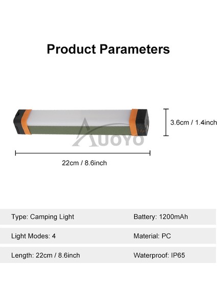Auoyo Kamp Işık Tüpü Sivrisinek Kovucu Lamba USB Şarj Edilebilir Işık LED Acil Durum Işığı (Yurt Dışından)
