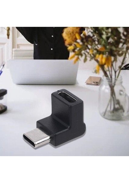 Sağ Açı 90 Derece USB 3.1 Tip C Erkek Kadın USB C Dönüştürücü Adaptör Cep Telefonu Tablet Dizüstü USB C Şarj Cihazı (Yurt Dışından)