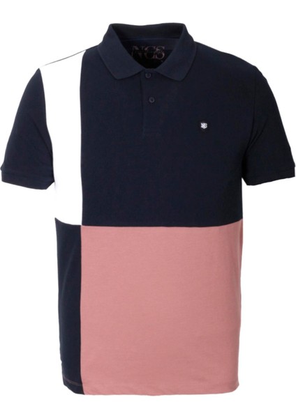 Erkek Polo Yaka Tişört Lacivert Pamuk Slim Fit Ribanalı Kol Garnili T-Shirt Ncs Jeans 1165
