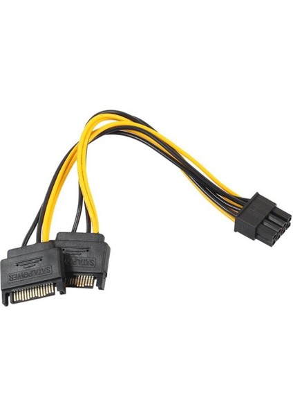 20 cm Çift 15PIN Sata Erkek Pcı-E 8pin Erkek Ekran Kartı Güç Kablo Kordonu Pcıe Pcı Express Grafik Kartı Bilgisayar Masaüstü Için (Yurt Dışından)