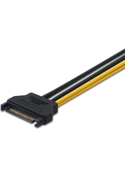 Madencilik Yükseltici Kart Için Ult-Best Sata Kablosu Sata 15PIN 6 Pin Pcı-Express Grafik Güç Konektörü Besleme Kablosu Adaptörü 20 cm (Yurt Dışından)