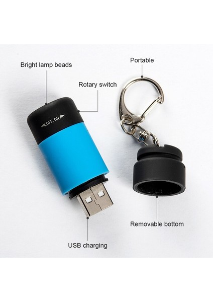 【yeni Ürün】 Taşınabilir Mini LED Işık USB Şarj Edilebilir Açık Su Geçirmez Anahtarlık Torch Lambası Işıkları Çok Renkli Çocuk El Feneri (Yurt Dışından)