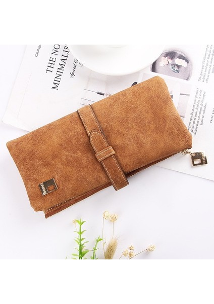 [happytree] Ünlü Marka Uzun Çanta Iki Kat Kadın Cüzdan Ipli Nubuk Deri Fermuar Süet Cüzdan Bayanlar Carteira Feminina Debriyaj Çanta (Yurt Dışından)