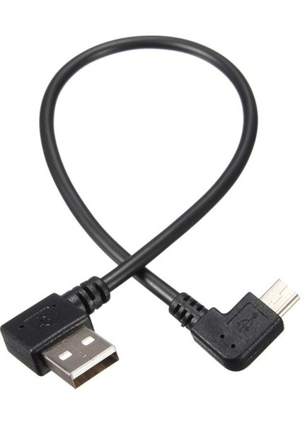 Erkek Sağ 90 Derece Açılı Mini USB Kablosu Mini 25 cm Usb'den USB 2.0 Data Sync Şarj Aleti Kablosu Cep Telefonu Için Mp3 Mp4 Kamera (Yurt Dışından)