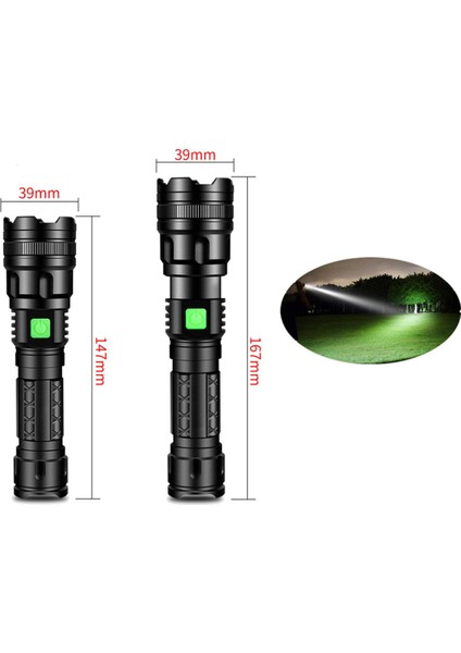 LED Güçlü Işık El Feneri Süper Parlak Uzun Menzilli Şarj Edilebilir Dış Mekan El Feneri M11-T6 (1X18650 Lityum) (Yurt Dışından)