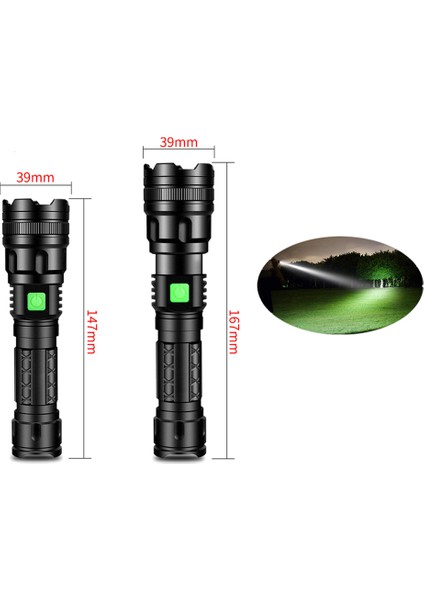 LED Güçlü Işık El Feneri Süper Parlak Uzun Menzilli Şarj Edilebilir Dış Mekan El Feneri M11-T6 (1X18650 Lityum) (Yurt Dışından)