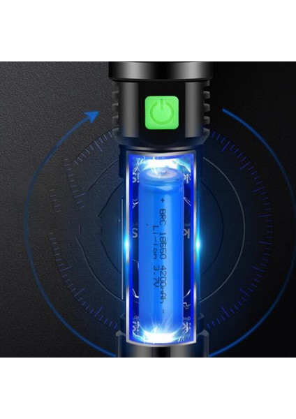 LED Güçlü Işık El Feneri Süper Parlak Uzun Menzilli Şarj Edilebilir Dış Mekan El Feneri M11-T6 (1X18650 Lityum) (Yurt Dışından)