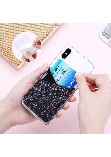 1 Adet Yapışkanlı Etiket Telefon Cebi Cep Telefonu Kart Üzerinde Sopa Cüzdan Esnek Kredi Kartları Kimlik Kartı Tutucu Kılıfı Kol (Yurt Dışından)