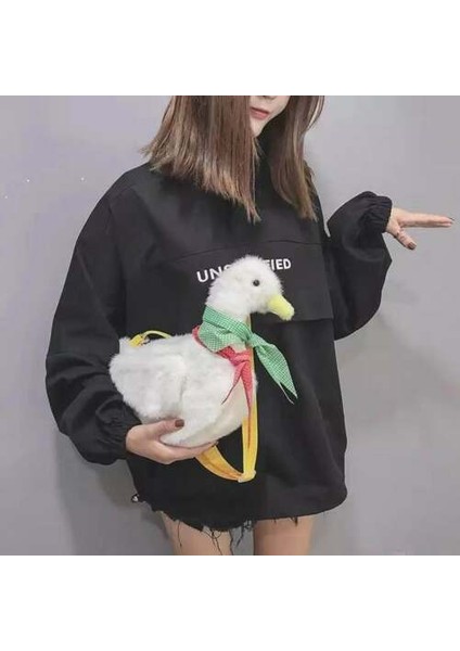 Kızların Peluş Ördek Omuz Çantası Çocuklar Sevimli Karikatür Hayvan Şekli Crossbody Tutucu Rahat Fermuarlı Messenger Çanta (Yurt Dışından) modelleri