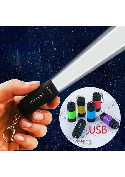 Mini LED El Fenerleri Mini Anahtarlık Cep Torch USB Şarj Edilebilir Su Geçirmez Anahtarlık Torch Lambası (Yurt Dışından)