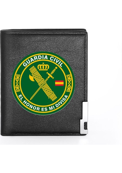 Moda Guardia Sivil Onur Rozeti Baskı Deri Cüzdan Erkek Kadın Cüzdan Ince Kredi Kartı/kimlik Sahipleri Ekler Kısa Çantalar (Yurt Dışından)