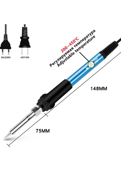 Ayarlanabilir Sıcaklık Elektrikli Havya 220V 110V 60W Kaynak Lehim Rework Istasyonu Isı Kalem Ipuçları Onarım Aracı (Yurt Dışından)