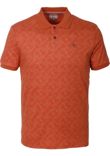 Erkek Polo Yaka Tişört Orange Pamuk Slim Fit Ribana'lı Kol Desenli T-Shirt Ncs Jeans 1148