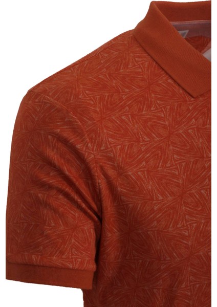 Erkek Polo Yaka Tişört Orange Pamuk Slim Fit Ribana'lı Kol Desenli T-Shirt Ncs Jeans 1148 indirimleri
