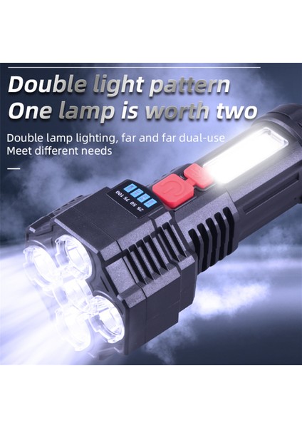 LED El Feneri Süper Parlak USB Dış Mekan 200 M Aralığı Çok Fonksiyonlu LED Uzun Menzilli Spot Pil Ekran Cob Işıklı Fener (Yurt Dışından)