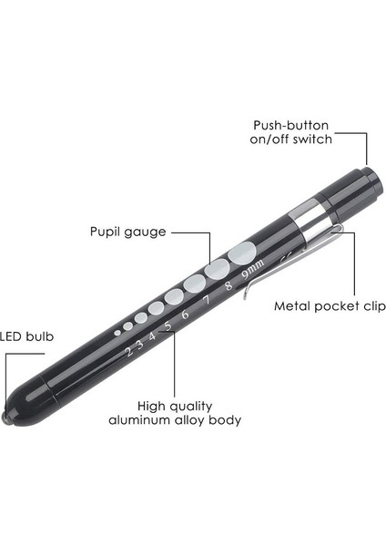 Adet Yeniden Kullanılabilir LED Tıbbi Kalem Işığı El Feneri Öğrenci Ölçer Cep Klipsi Kalem Işıklı Fener Lambası Hemşireler Doktorlar Için Okuma (Yurt Dışından)