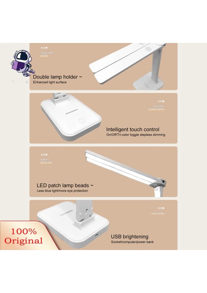 Grebest LED Masa Lambası Enerji Tasarruflu USB Şarjlı Dokunmatik Kontrol Çift Kafalı Masa Lambası (Yurt Dışından)