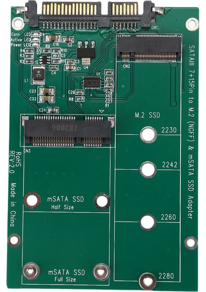 2'si 1 Arada Mini Pcı-E 2 Şeritli M.2 ve Msata Ssd'den Sata Iıı 7+15 Pin Adaptöre (Yurt Dışından)