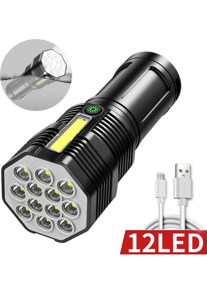 Taşınabilir LED + Cob El Feneri Iki Tür Lamba Boncuk USB Şarj Edilebilir Dış Mekan Çalışma Işığı Şarj Edici Güçlü Işık El Fenerleri (Yurt Dışından)