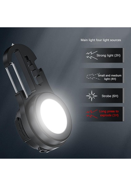 Mini Anahtarlık El Fenerleri, 4 Işık Modu Şarj Edilebilir Cep Anahtarlık Işığı, Şişe Açacağı Ile, Balıkçılık Kampı Için Kullanılır (Yurt Dışından)