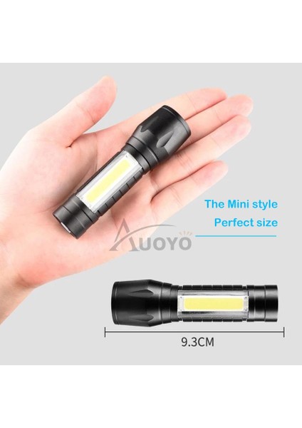 Auoyo Mini LED Işık Cob Okuyucu Lambası Yakınlaştırılabilir Cep Penlight Ayarlanabilir Odak Torch Işığı Kamp Yürüyüş Için 3 Işık Modu ile USB Şarj Edilebilir Lamba (Yurt Dışından)