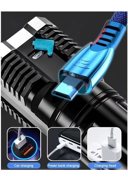 【rongcai】 P1000 Süper Parlak LED El Feneri, Çok Fonksiyonlu Şarj Edilebilir Işık, Güç Disp'li Cob Yan Işık (Yurt Dışından) fiyatları