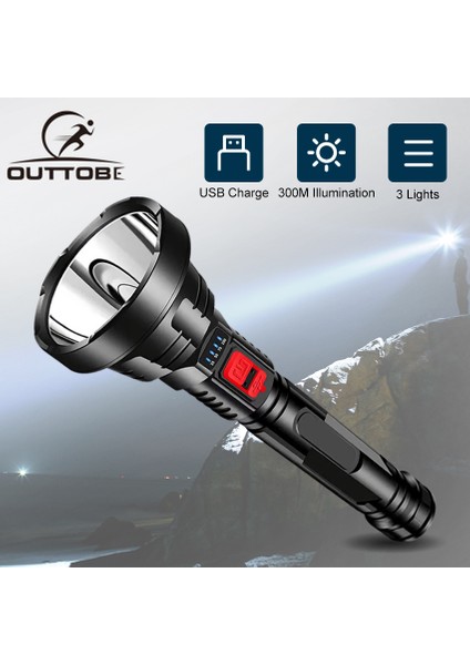 Outtobe Ights Acil Durum Elektrikli Fener Işığı Taşınabilir Lamba Işığı Kamp Yürüyüş Çalışma Işıkları Işığı Parlak Projektör Spot Işığı 300M Mesafe USB Şarj Edilebilir Işık (Yurt Dışından) fiyatları