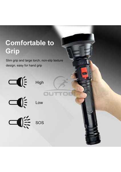 Outtobe Ights Acil Durum Elektrikli Fener Işığı Taşınabilir Lamba Işığı Kamp Yürüyüş Çalışma Işıkları Işığı Parlak Projektör Spot Işığı 300M Mesafe USB Şarj Edilebilir Işık (Yurt Dışından) fırsatları