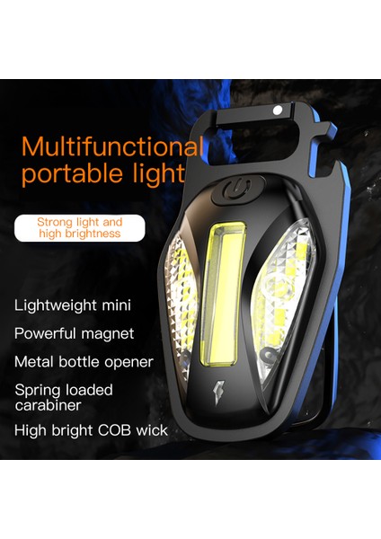 Mini LED El Feneri Çalışma Işığı Taşınabilir Cep El Feneri Anahtarlıklar USB Şarj Edilebilir Açık Kamp Küçük Işık Tirbuşon (Yurt Dışından)