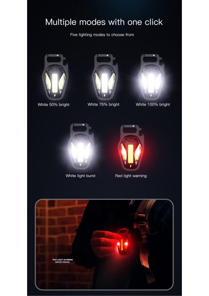 Mini LED El Feneri Çalışma Işığı Taşınabilir Cep El Feneri Anahtarlıklar USB Şarj Edilebilir Açık Kamp Küçük Işık Tirbuşon (Yurt Dışından)