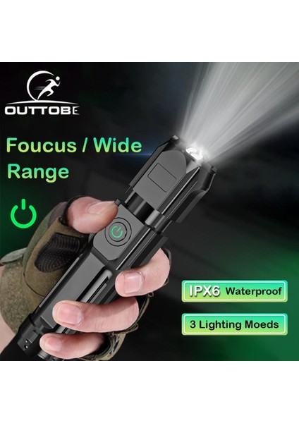 Outtobe Işık Güçlü Işık Şarj Edilebilir Zoom Süper Parlak Xenon Özel Kuvvetler Ev Açık Taşınabilir LED Gece Lambası (Yurt Dışından)