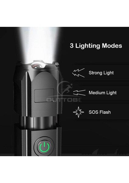 Outtobe Işık Güçlü Işık Şarj Edilebilir Zoom Süper Parlak Xenon Özel Kuvvetler Ev Açık Taşınabilir LED Gece Lambası (Yurt Dışından) fırsatları